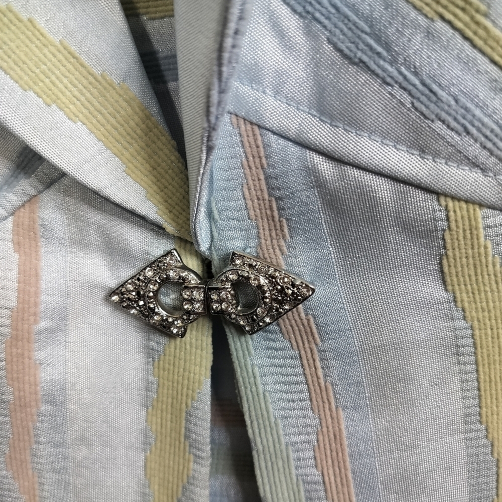 2870)Donna Vinci Couture 3 pcs Multicolor Striped Jewel Jacket Cami Skirt Suit 8 - Picture 12 of 16